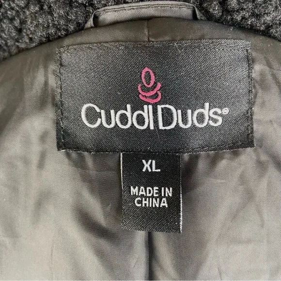 Cuddl Duds Black Curly Sherpa Shawl Collar Coat Sz XL - Picture 9 of 10